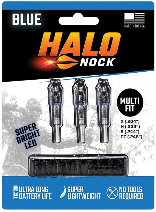 Halo Nocks Lighted Nocks Fits .204, .233, & .244-.246 Internal Diameter Arrows, Blue